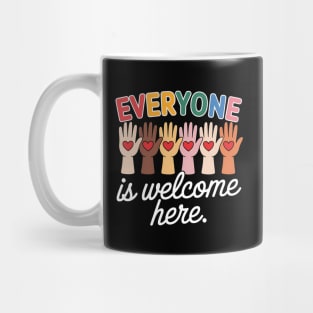 Everyone Is Welcome Here Idaho Teacher Design – Rainbow Hands Edition Mug